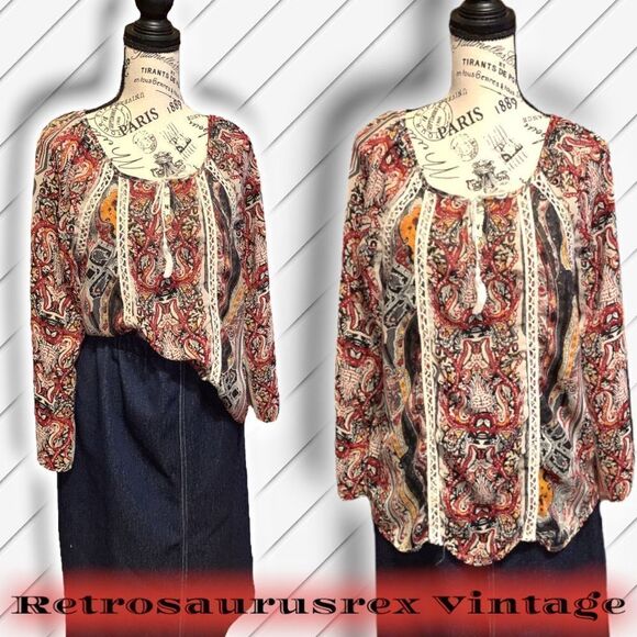peasant Boho Blouse Large - Picture 7 of 8